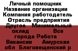 Личный помощник › Название организации ­ Компания-работодатель › Отрасль предприятия ­ Другое › Минимальный оклад ­ 30 000 - Все города Работа » Вакансии   . Амурская обл.,Благовещенский р-н